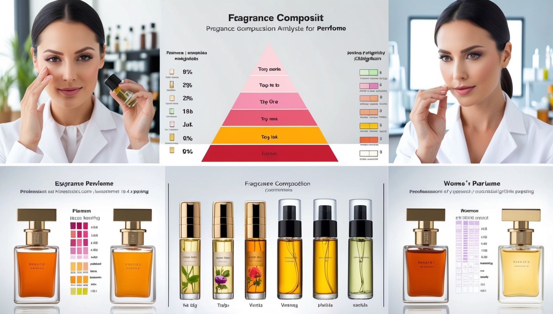 Női parfüm illat kompozíció teszt - aromák és harmónia vizsgálata